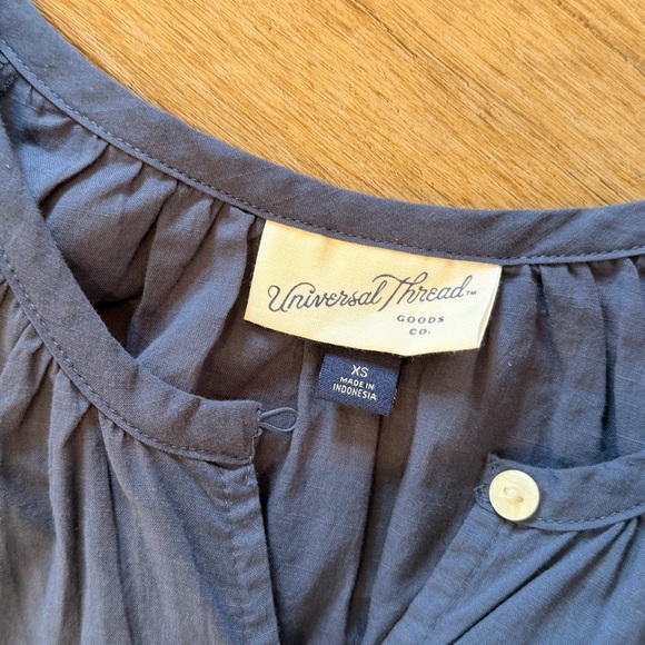 Universal Thread Navy Button-Front Puff Sleeve Top - Picture 2 of 3